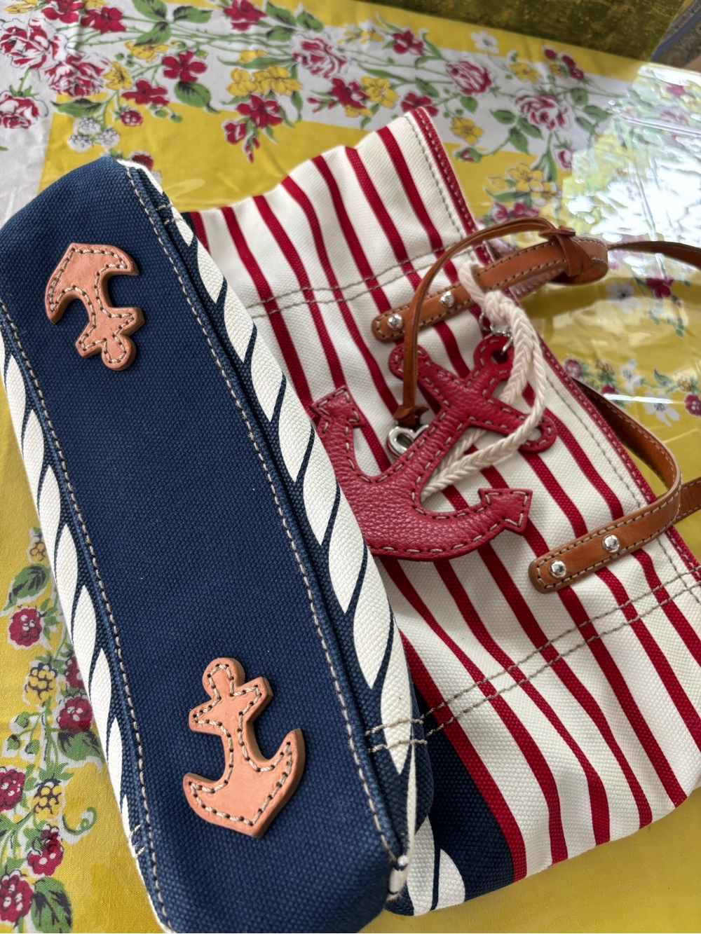 Brighton Nautical Tote with Red Anchor Charm and Red Wallet - Picture 8 of 11